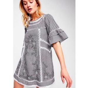 Free People "Sunny Day" Gingham Mini Dress Sz